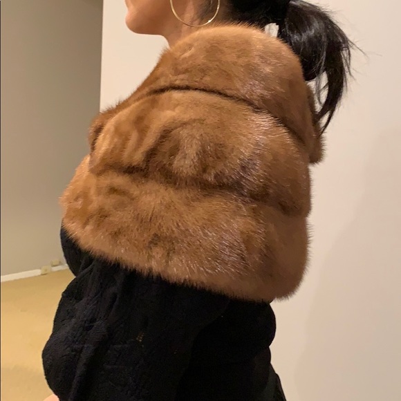 Brown Mink fur shawl Scarves & Wraps